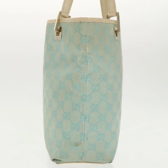 GUCCI GG Canvas Tote Bag Light Blue Gold 002 1098 Auth 100928 - Picture 6 of 16